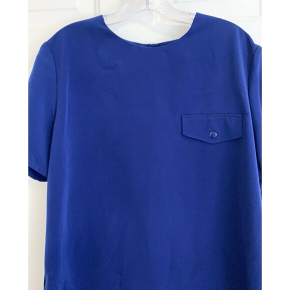 Maggie Sweet Blouse Top Size L Large Blue Short Sleeve Pocket USA - Picture 4 of 13